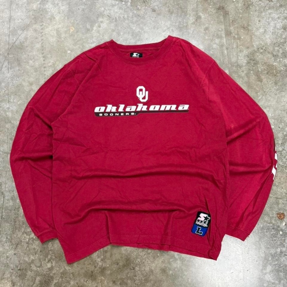 Y2K Starter Oklahoma Sooners Red Long Sleeve Shirts Size‎ L